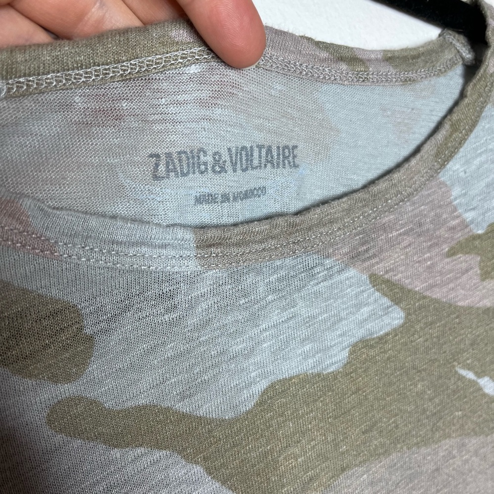 Grand Sac Cabas Zadig & Voltaire Toile Lin Et Cuir - Taille Large Bandoulière - Occasion TBE